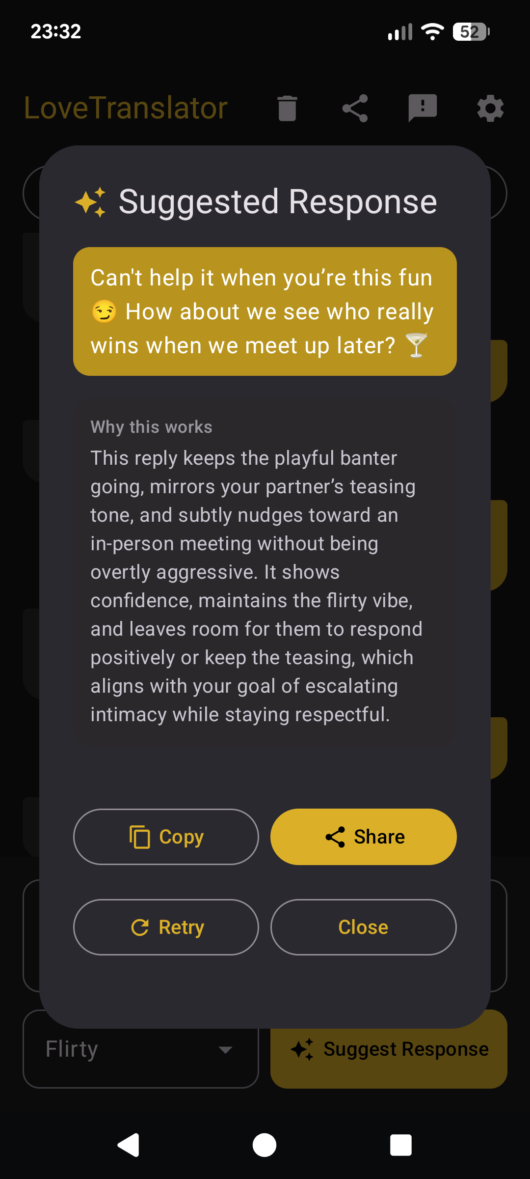 Screenshot showing AI-generated response suggestion